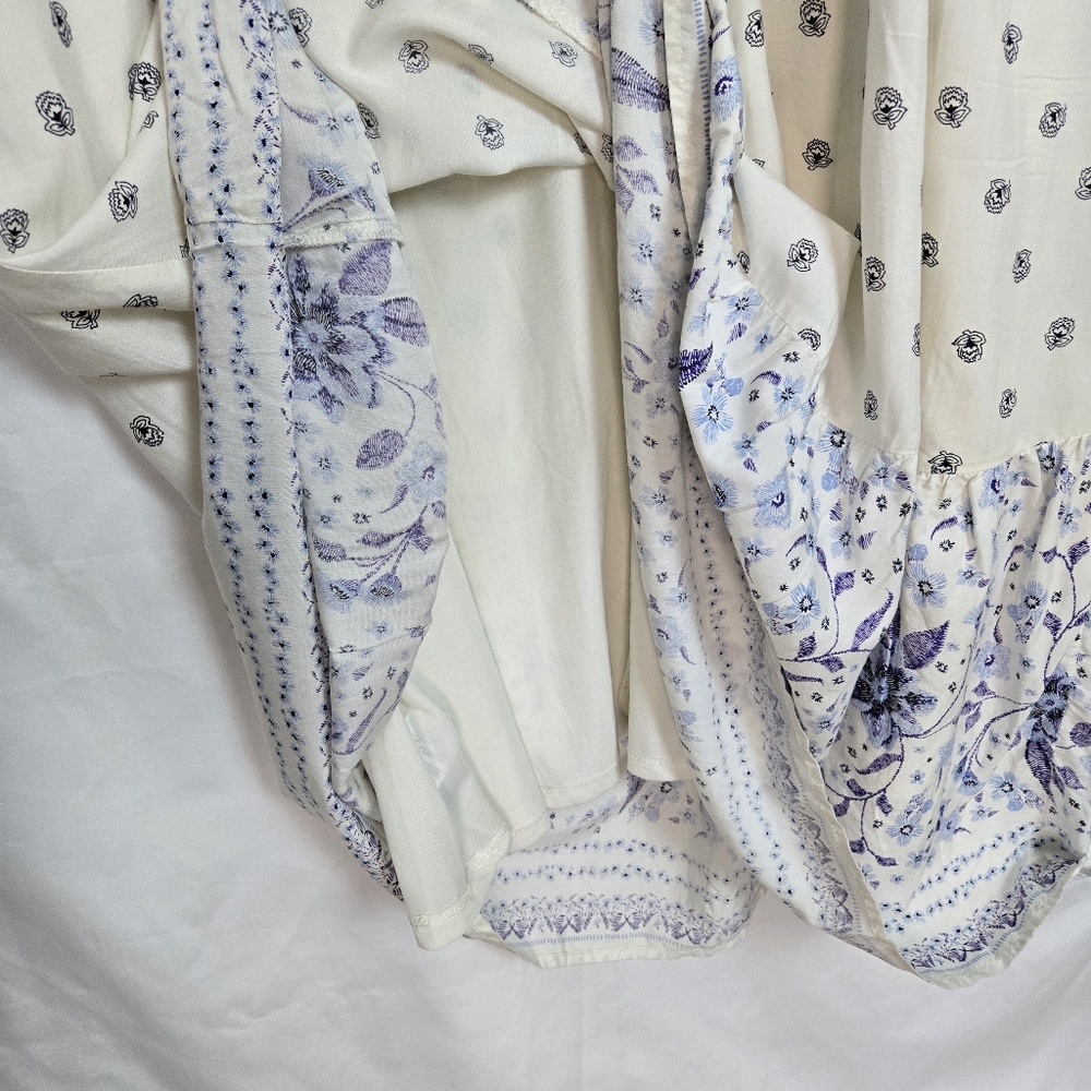 Old‎ Navy Womens Blue White Floral Smocked Fit & Flare Midi Peasant Dress XL New - Picture 11 of 14